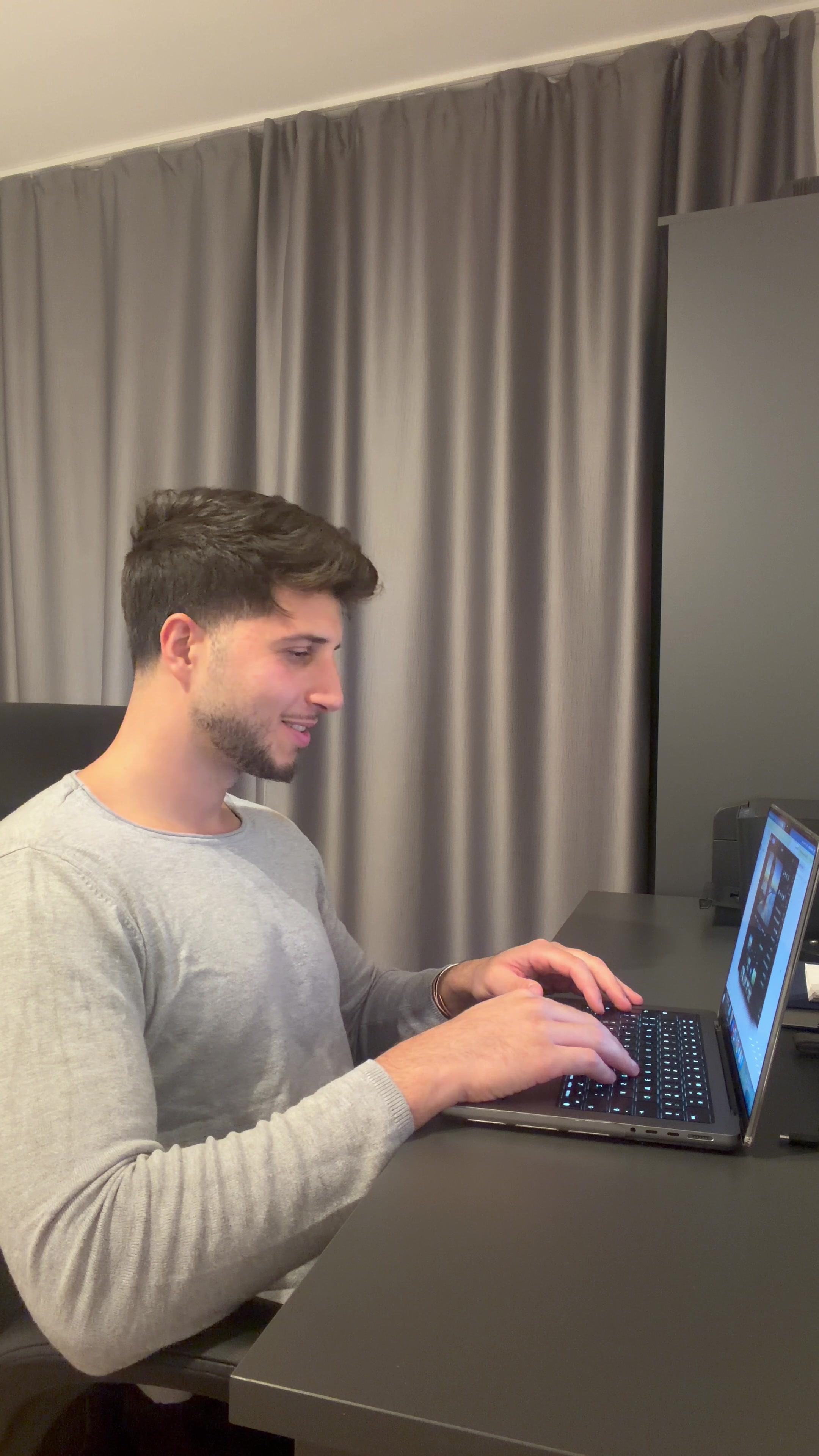 Man Working on Laptop and Closing It