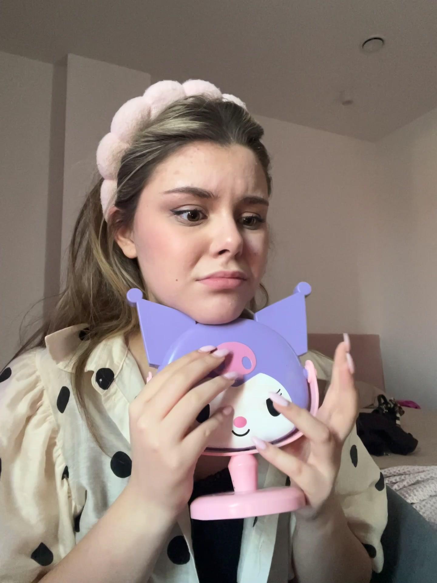 Sad Woman Holding Small Character Mirror